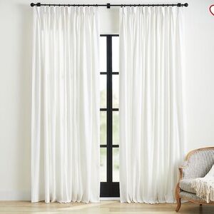 Pottery Barn Emery Linen Pinch Pleat Curtain 50x124 in White